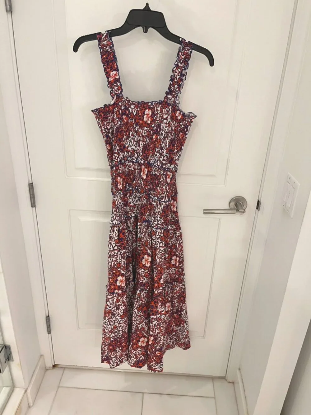 Me+Em Batick Smocked Waist Tiered Cotton Jersey Midi Dress US 4 UK 8 - Picture 6 of 11